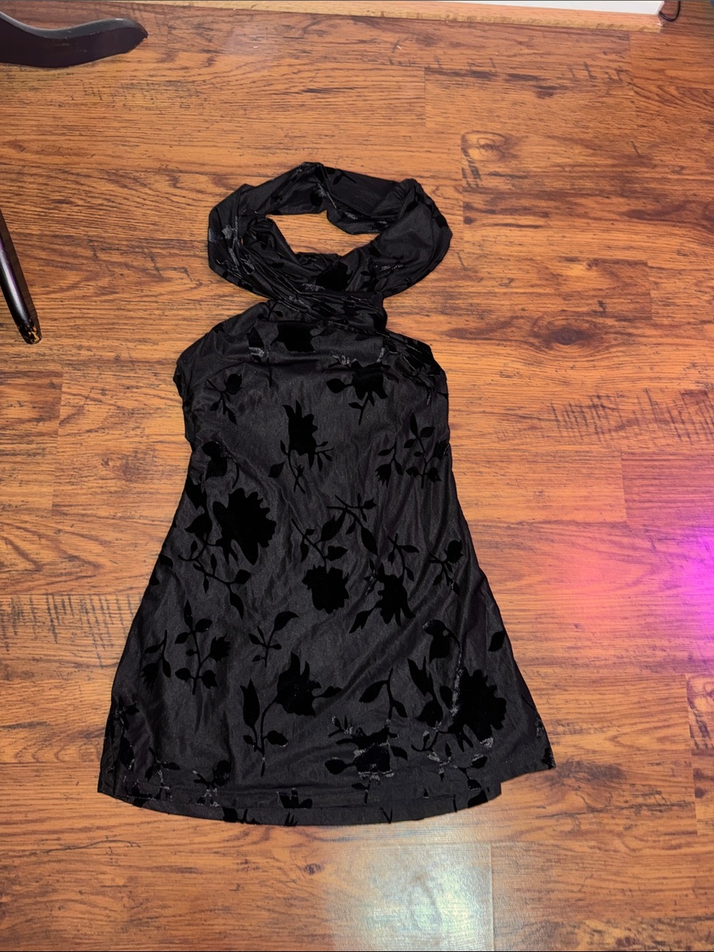 Hello Molly Black Floral Halter Mini Dress 1.T